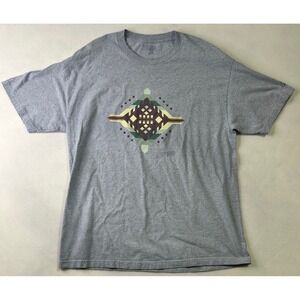 Pendleton Mens Graphic T-Shirt Gray Southwestern Diamond Teepee Logo Large L/G
